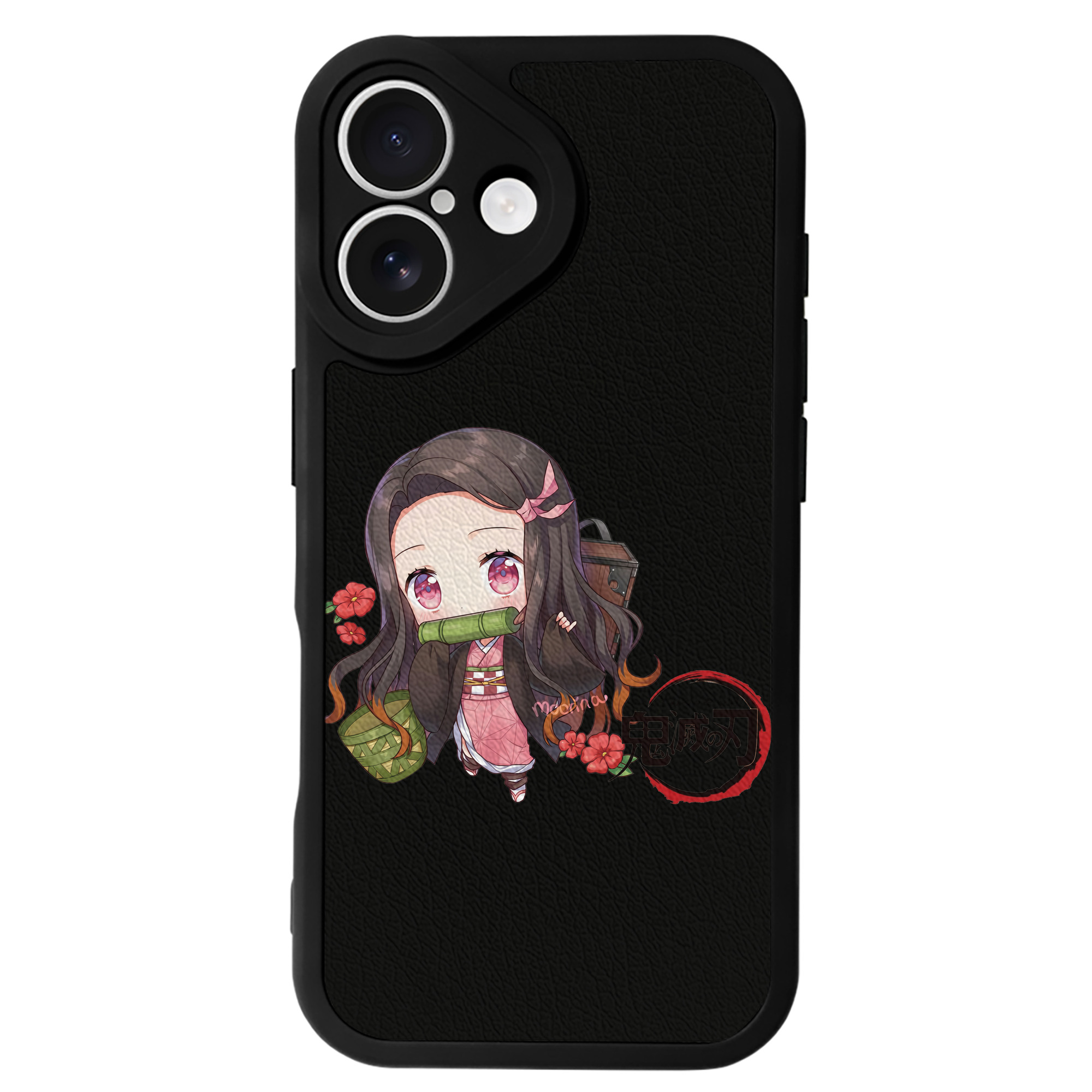 （画像用） 鬼滅の刃（きめつのやいば）竈門 禰󠄀豆子／かまど ねずこ Kamado Nezuko 【iPhone 16シリーズ対応】シリコンスマホケース（レザー調） 材質：シリコン
